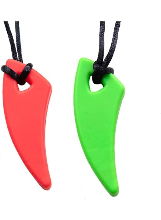 abley's Silicone chewing necklace designed to meet sensory needs, relieve anxiety, and support individuals with autism (red, green). - Image 1